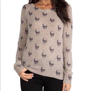 360 Cashmere Tan Skull 100% Cashmere Sweater
